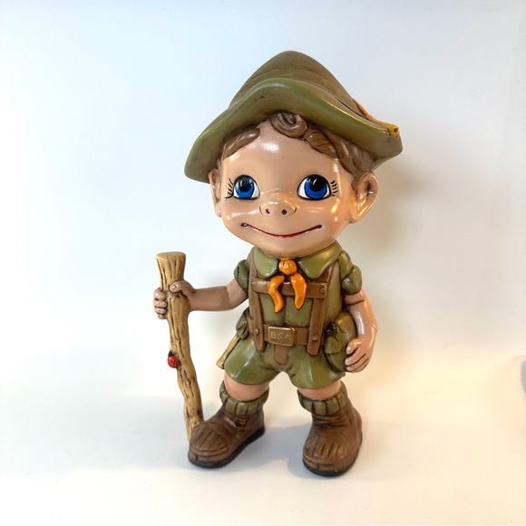 VTG Atlantic Mold Boy Scout BSA Hand Painted Ceramic Figurine Statue Decor‎ - Picture 1 of 7